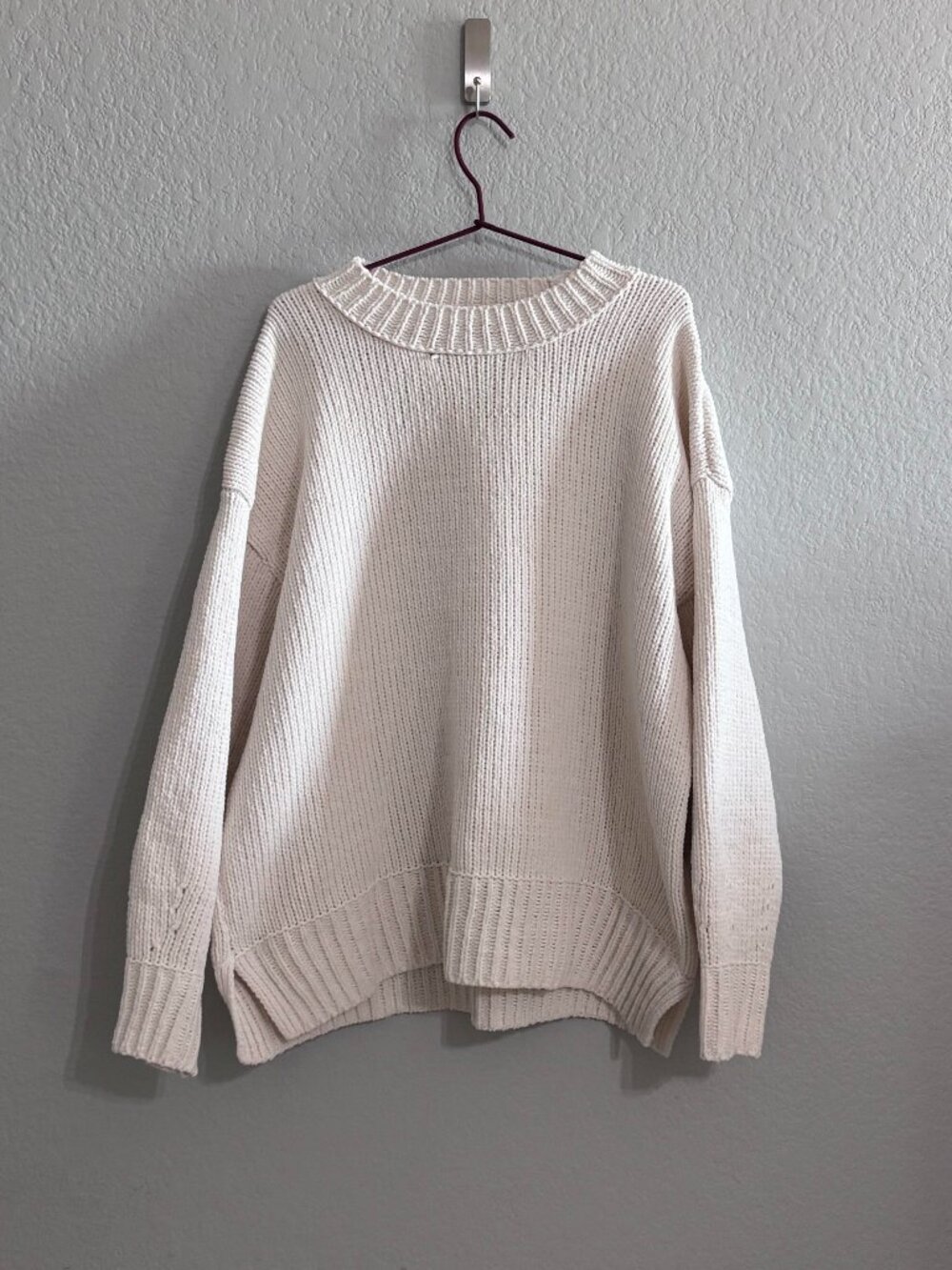 Aerie Like Candy Crew Sweater Natural Size Medium Chenille